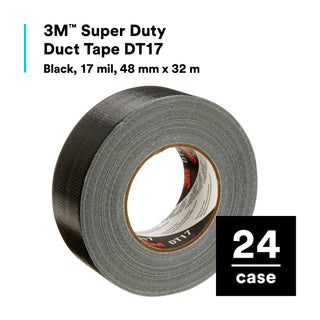 3M Super Duty Duct Tape DT17, Black, 48 mm x 32 m, 17 mil, 24Roll/Case