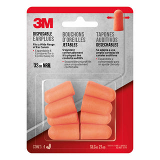 3M Disposable Earplugs, 92050H4-C, 4 pairs/pack