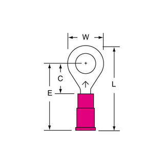 3M Vinyl Insulated Butted Seam Ring Tongue Terminal, 11-14S-P