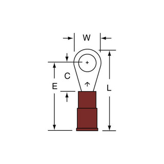 3M Non-Insulated Butted Seam Ring Tongue Terminal, L-11-10, Max. Temp.347 °F