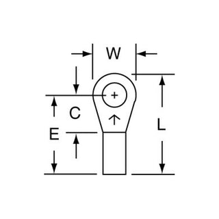 3M Non-Insulated Brazed Seam Ring Tongue Terminal, L-11-6-W, Max. Temp.347 °F