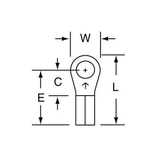 3M Non-Insulated Butted Seam Ring Tongue Terminal 12-6S, Max. Temp. 347°F