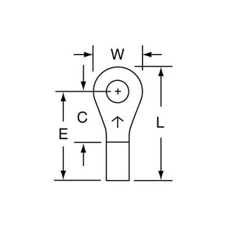 3M Non-Insulated Brazed Seam Ring Tongue Terminal L-12-6-W, Max. Temp.347 °F