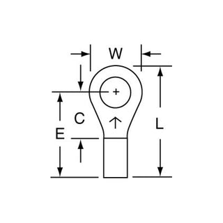 3M Non-Insulated Brazed Seam Ring Tongue Terminal 12-10-W, Max. Temp.347 °F