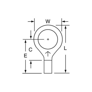 3M Non-Insulated Brazed Seam Ring Tongue Terminal 12-38-W, Max. Temp.347 °F