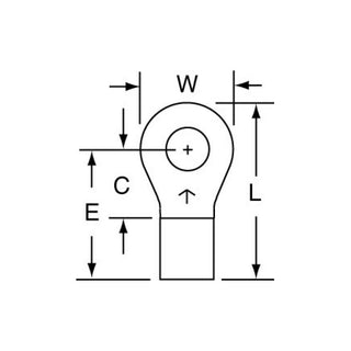 3M Non-Insulated Brazed Seam Ring Tongue Terminal 13-8S-W, Max. Temp.347 °F