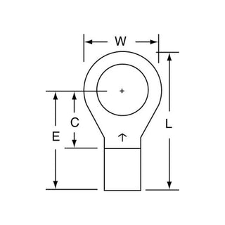 3M Non-Insulated Brazed Seam Ring Tongue Terminal 14-38-W, Max. Temp.347 °F