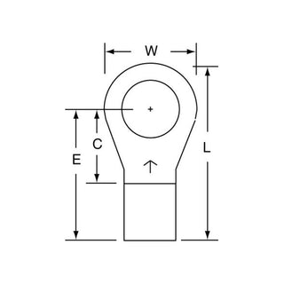 3M Non-Insulated Brazed Seam Ring Tongue Terminal 15-38-W, Max. Temp.347 °F