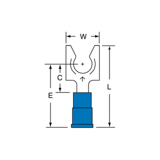 3M Vinyl Insulated Butted Seam Locking Fork Terminal, SS-32-14-P