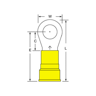 3M Nylon Insulated Brazed Seam Ring Tongue Terminal, 16-38-WN