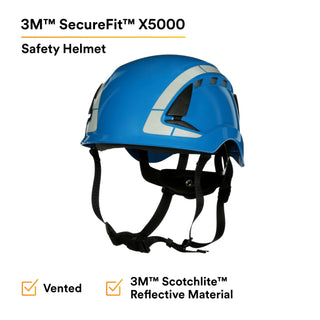 3M SecureFit Safety Helmet, X5003VX-ANSI,  Blue, vented, 1Ea/Box