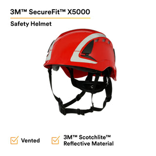 3M SecureFit Safety Helmet, X5005VX-ANSI,  Red, vented, 1Ea/Box