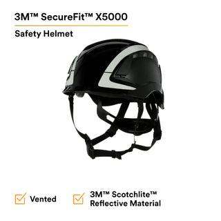 3M SecureFit Safety Helmet, X5012VX-ANSI,  Black, vented, 1Ea/Box