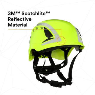 3M SecureFit Safety Helmet, X5014VX-ANSI,  HVGreen, vented, 1Ea/Box