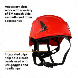 3M SecureFit Safety Helmet, X5005V-ANSI,  Red, vented