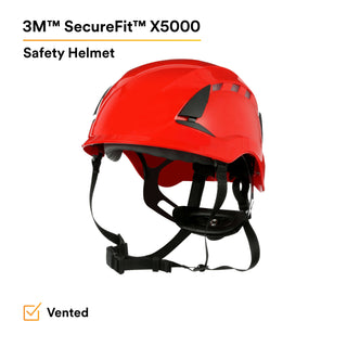 3M SecureFit Safety Helmet, X5005V-ANSI,  Red, vented