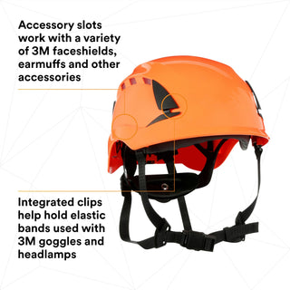 3M SecureFit Safety Helmet, X5007V-ANSI,  Orange, vented