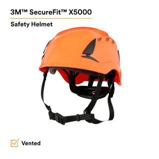 3M SecureFit Safety Helmet, X5007V-ANSI,  Orange, vented