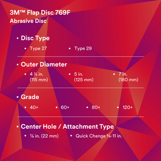 3M Flap Disc 769F, 60+, T29 Quick Change, 7 in x 5/8 in-11