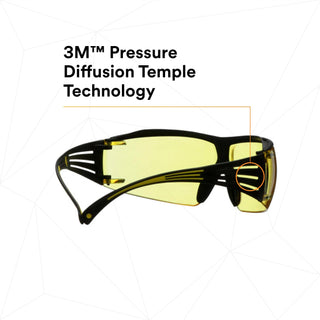 3M SecureFit 400 Series Safety Glasses SF403XSGAF-YEL, Yellow/Black