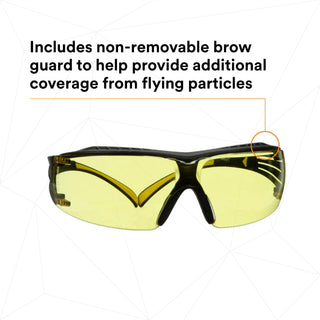 3M SecureFit 400 Series Safety Glasses SF403XSGAF-YEL, Yellow/Black