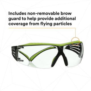 3M SecureFit 400 Series Safety Glasses SF401XAF-GRN, Green/Black