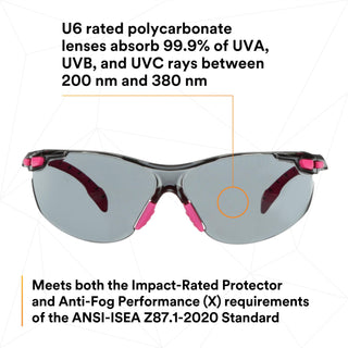 3M Solus 1000-Series Safety Glasses S1402SGAF, Pink/Black