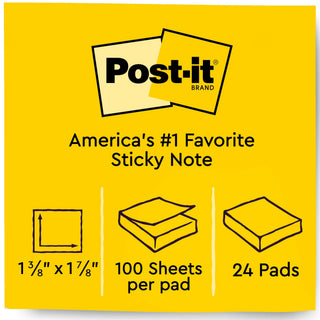 Post-it® Notes 653-24APVAD, 1 3/8 in x 1 7/8 in (34,9 mm x 47,6 mm)