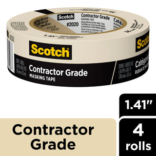 Scotch®Contractor Grade Masking Tape 2020-36EP4, 1.41 in x 60.1 yd (36mmx 55m)