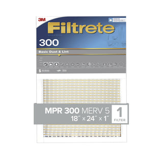 Filtrete Basic Dust & Lint Air Filter, 300 MPR, 321-4, 18 in x 24 in x1 in