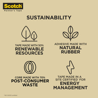 Scotch® Contractor Grade Masking Tape 2020-36AP6, 1.41 in x 60.1 yd(36mm x 55m)