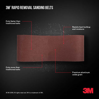 3M Rapid Removal 3 x 21 inch Power Sanding Belt, 80 grit,
Belt3x211pk80, 1 pk