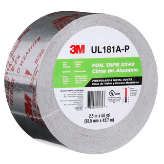 3M Foil Tape 3340, Silver, 2 1/2 in x 50 yd, 3.9 mil