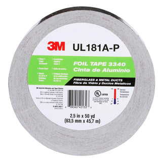 3M Foil Tape 3340, Silver, 2 1/2 in x 50 yd, 3.9 mil