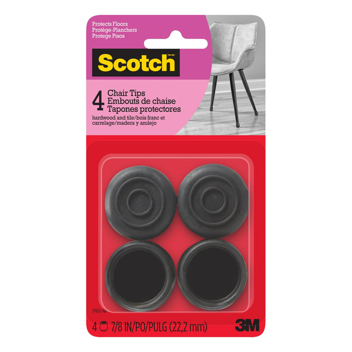 Scotch Chair Tips SP602-NA, Black Rubber 7/8-In 4/Pk