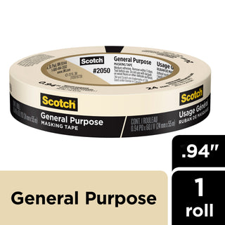 Scotch® General Purpose Masking Tape 2050-24CP, 0.94 in x 60.1 yd (24mmx 55m)