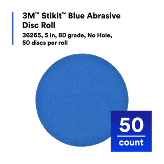 3M Stikit Blue Abrasive Disc Roll, 36265, 5 in, 80 grade, No Hole