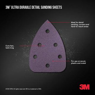 3M Ultra Durable Detail Sanding Sheets, 60 grit, Mouse4pk60, 4/pk