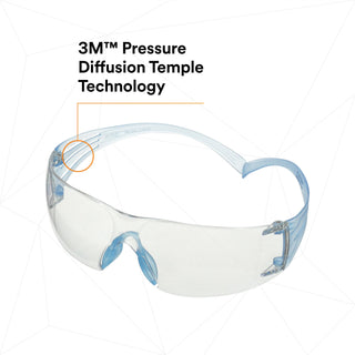 3M SecureFit 300 Series, SF301SGAF-LBL, Ice Blue Temples