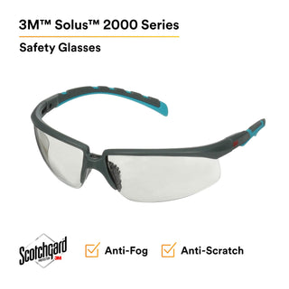 3M Solus 2000 Series, S2007SGAF-BGR, Gray/Blue-Green Temples