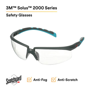 3M Solus 2000 Series, S2001SGAF-BGR, Gray/Blue-Green Temples