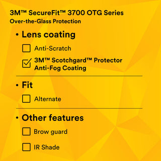 3M SecureFit 3700 Series, SF3703SGAF-GRN, Green Temple