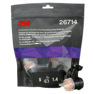 3M Performance Gravity HVLP Atomizing Head Refill Kit 26714, Orange,1.4, 5 pack