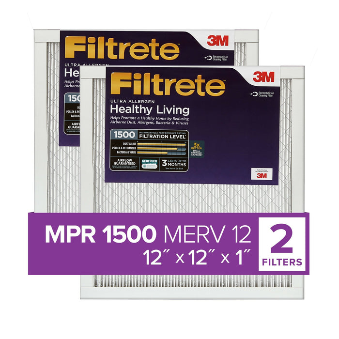 Filtrete Ultra Allergen Reduction Filter UR10-2PK-1E, 12 in x 12 in x 1 in