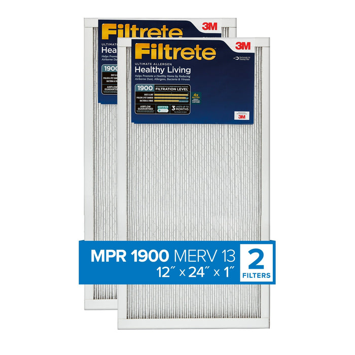 Filtrete Ultimate Allergen Reduction Filter UT20-2PK-1E, 12 in x 24 in x 1 in