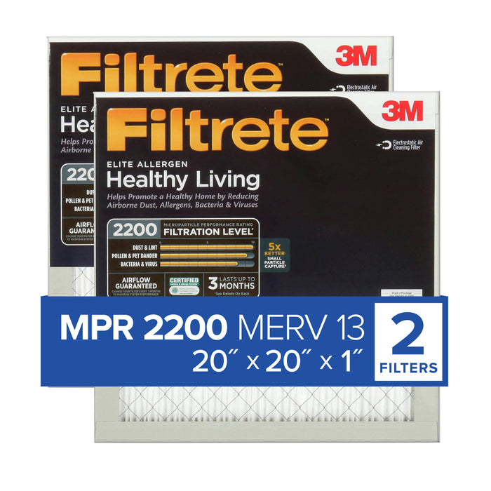 Filtrete Elite Allergen Reduction Filter EA02-2PK-1E, 20 in x 20 in x 1 in