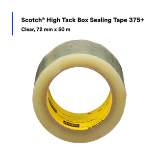 Scotch® High Tack Box Sealing Tape 375+, Clear, 72 mm x 50 m