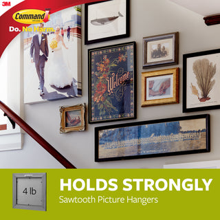 Command Sawtooth Picture Hangers Value Pack 17042-ES, 3 hangers, 6 strips