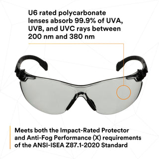3M Solus 1000 Series, S1507SGAF, Black Temples, Scotchgard Anti-Fog Coating