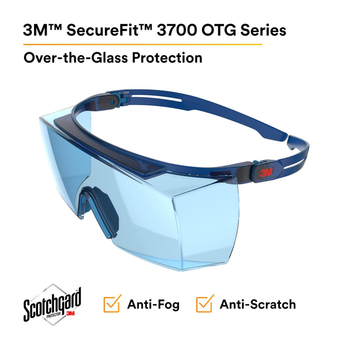 3M SecureFit 3700 Series, SF3704SGAF-BLU, Blue Temples